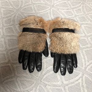 Rabbit Fur Leather Gloves